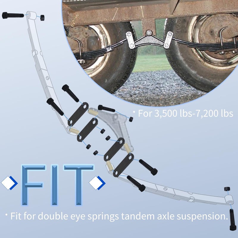 iBroPrat Trailer Shackle Kit,Single Trailer Axle Shackle Kit for Double Eye Spring 3,500 lbs-7,200 lbs 2 Packs (14Pcs Nuts and 14Pcs Bolts) - Image 5